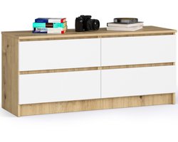 Ladekast K120 met 4 Lades / AKORD Furniture Factory / Artisan Eik - Wit / 120 x 55 x 40 cm