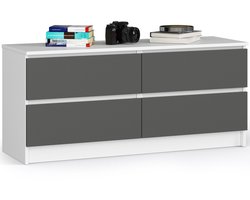 Ladekast K120 met 4 Lades / AKORD Furniture Factory / Wit - Grafietgrijs / 120 x 55 x 40 cm
