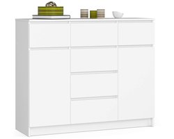 Ladekast K120 met 6 Lades en 2 Deuren / AKORD Furniture Factory / Wit / 120 x 99 x 40 cm