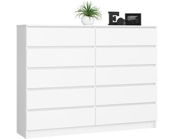 Ladekast K160 met 10 Lades / AKORD Furniture Factory / Wit / 160 x 121 x 40 cm