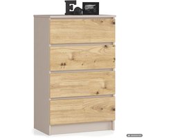 Ladekast K60 / Kasjmier / 60 cm / 4 Lades / Kleur Artisan Eiken Mat / 60 x 40 x 99 cm