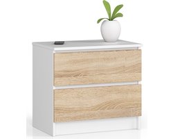 Ladekast K60 met 2 Lades / AKORD Furniture Factory / Wit - Sonoma Eik / 60 x 55 x 40 cm