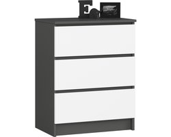 Ladekast K60 met 3 Lades / AKORD Furniture Factory / Grafietgrijs - Wit / 60 x 77 x 40 cm