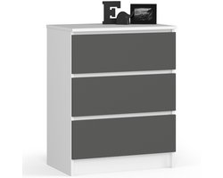Ladekast K60 met 3 Lades / AKORD Furniture Factory / Wit - Grafietgrijs / 60 x 77 x 40 cm