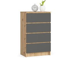 Ladekast K60 met 4 Lades / AKORD Furniture Factory / Artisan Eik - Grafietgrijs / 60 x 99 x 40 cm