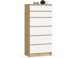 Ladekast K60 met 6 Lades / AKORD Furniture Factory / Artisan Eik - Wit / 60 x 130 x 40 cm