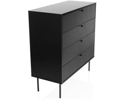 Ladekast KARBY K 90x40x95 cm 4 laden zwart hjh LIVING