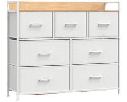 Ladekast - kast - opbergkast - stevige build - 28,5 cm x 98cm x 85cm - 7 laden handgrepen - wolken witte eiken beige