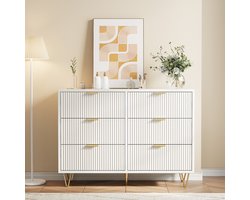 Ladekast, kledingkast met 6 laden, opbergmeubel voor kinder-/volwassenenkamers, 100 x 34 x 72 cm, dressoir voor in de woonkamer, kleur wit