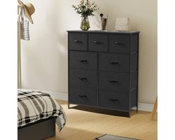 Ladekast - Ladenkastje - met 9 Stoffen Laden – Ruime Dressoir Kast - Stabiele Opbergkast - Compact en Ruimtebesparend - voor Slaapkamer en Kleding - Zwart