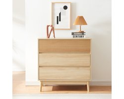 Ladekast Landskrona commode met 3 lades 79,5x80x40 cm eikenkleurig [en.casa]