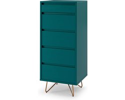 Ladekast Lucy Blauw - MDF - Breedte 45 cm - Hoogte 110 cm - Diepte 40 cm - Met lades - Zonder deuren