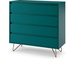 Ladekast Lucy Blauw - MDF - Breedte 90 cm - Hoogte 90 cm - Diepte 40 cm - Met lades - Zonder deuren