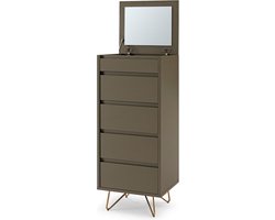 Ladekast Lucy Grijs - MDF - Breedte 45 cm - Hoogte 110 cm - Diepte 40 cm - Met lades - Zonder deuren