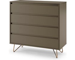 Ladekast Lucy Grijs - MDF - Breedte 90 cm - Hoogte 90 cm - Diepte 40 cm - Met lades - Zonder deuren