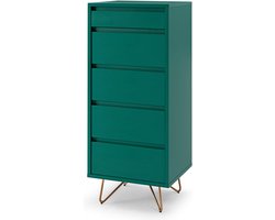 Ladekast Lucy Groen - MDF - Breedte 45 cm - Hoogte 110 cm - Diepte 40 cm - Met lades - Zonder deuren