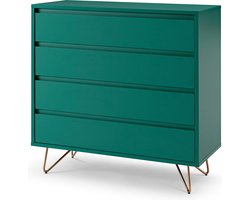 Ladekast Lucy Groen - MDF - Breedte 90 cm - Hoogte 90 cm - Diepte 40 cm - Met lades - Zonder deuren