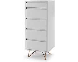 Ladekast Lucy Wit - MDF - Breedte 45 cm - Hoogte 110 cm - Diepte 40 cm - Met lades - Zonder deuren