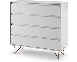 Ladekast Lucy Wit - MDF - Breedte 90 cm - Hoogte 90 cm - Diepte 40 cm - Met lades - Zonder deuren