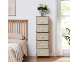 Ladekast Maldon met stoffen lades 122x37x35 cm naturel en beige [en.casa]