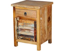 Ladekast – massief houten Kommode – nachtkastje – mangohout – shabby chic boho – slaapkamer woonkamer hal