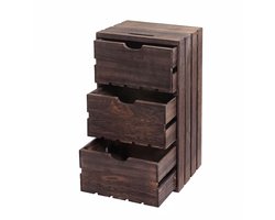 Ladekast MCW-C62, houten ladekast, shabby-look vintage 3 laden 53x32x26cm ~ bruin