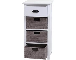 Ladekast MCW-K84 met manden, ladekast, hout 83x40x29cm ~ wit, manden grijs