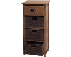 Ladekast MCW-K84 met manden, ladekast kast, hout 83x40x29cm ~ donkerbruin, manden donkerbruin