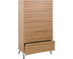 Ladekast MCW-M49, hoge kast, 3D design 5 laden MDF metaal 145x80x44cm ~ natuur