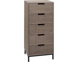 Ladekast MCW-N90, highboard kast, 3D design 5 laden hout metaal 84x35x29cm ~ grijsbruin