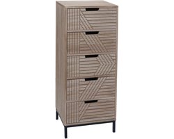 Ladekast MCW-N90, hoge kast, 3D design 5 laden hout metaal 84x35x29cm ~ natuur