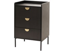 Ladekast MCW-O39, highboard kast, 3 laden melamine MDF 77x50x42cm ~ hout look zwart