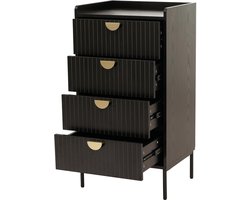 Ladekast MCW-O39, highboard kast, 4 laden melamine MDF 95x50x42cm ~ hout look zwart