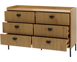 Ladekast MCW-O39, hoge kast, 6 laden melamine MDF 80x120x44cm ~ naturel