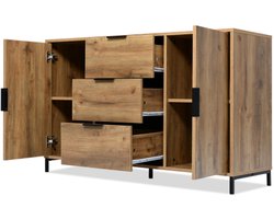 Ladekast met 2 deuren en 3 laden, 120 x 40 x 76 cm, verstelbare plank, dressoir highboard voor slaapkamers en woonkamers