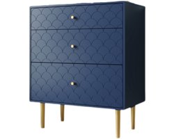 Ladekast met 3 laden, dressoir highboard voor slaapkamers en woonkamers, marineblauw-H89/B75/D40 cm