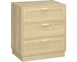 Ladekast met 3 lades - slaapkamermeubel - boho-stijl - houten frame - rotan ladekast