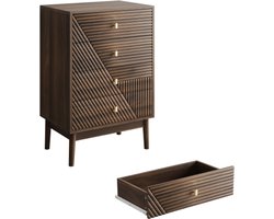 Ladekast met 4 laden, moderne garderobekast, houten opbergkast, kaptafel opbergkast voor woonkamer, slaapkamer, hal (walnoot)
