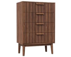 Ladekast met 4 Laden – Woonkamerkast Walnoot – Hoge Poten – Geschikt voor Robotstofzuiger - Kantel beveiliging - soft-close - Walnoot kleur