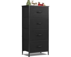 Ladekast met 4 stoffen lades en metalen frame – 45 × 30 × 95 cm – zwart – Praktische Opbergkast