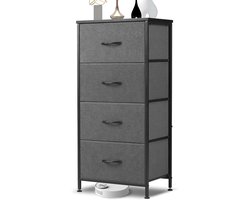 Ladekast met 4 Stoffen Lades – Opbergkast met Metalen Frame – Smalle Opbergkast voor Slaapkamer en Woonkamer – 45x30x95 cm – Belastbaar tot 20KG