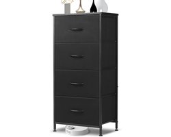 Ladekast met 4 Stoffen Lades – Opbergkast met Metalen Frame – Smalle Opbergkast voor Slaapkamer/Woonkamer – 45x30x95 cm – Belastbaar tot 20KG