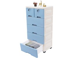 Ladekast met 5 dieren - Opbergkast met laden - Ruimte Organiseren - Met slot en sleutel - 102x50x34.8 cm