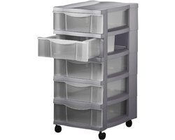 Ladekast met 5 laden en wielen - Multifunctionele organizer voor kantoor, keuken en badkamer