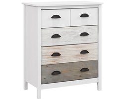 Ladekast met 5 lades, anti-kantelbaar, voor slaapkamer/woonkamer in wit, 70x38x85cm