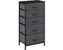 Ladekast met 5 Lades - Dressoir Organizer met Metalen Frame - Voor Slaapkamer, Woonkamer of Hal - Stapelbare Kast - Donkergrijs - Lichtgewicht & Stevig - 53x45x95 cm