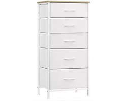 Ladekast met 5 Lades - Dressoir Organizer met Metalen Frame - Voor Slaapkamer, Woonkamer of Hal - Stapelbare Kast - Grijs - Lichtgewicht & Stevig - 53x45x95 cm