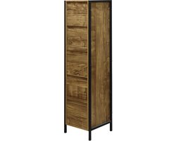 Ladekast met 5 lades Mangohout look met zwart metalen frame Industrieel opbergkastje Hoge commode voor slaapkamer woonkamer of kantoor Stevig design 30x30x125,4 cm