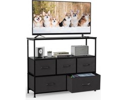 Ladekast met 5 Lades - TV-meubel en Dressoir voor Slaapkamer of Woonkamer - Zwart