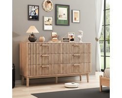 Ladekast met 6 Lades, 100x34x73cm, Houten opbergkast met anti-kantelmechanisme, Modern Dressoir, kinderladekast, slaapkamerkast voor slaapkamer, woonkamer, hal